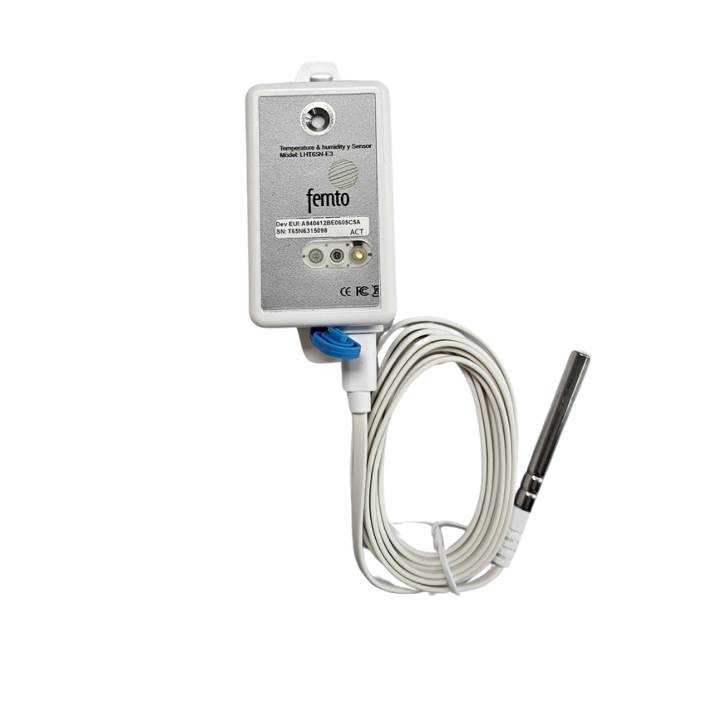 Sensor IoT de temperatura y humedad con sonda externa Femto